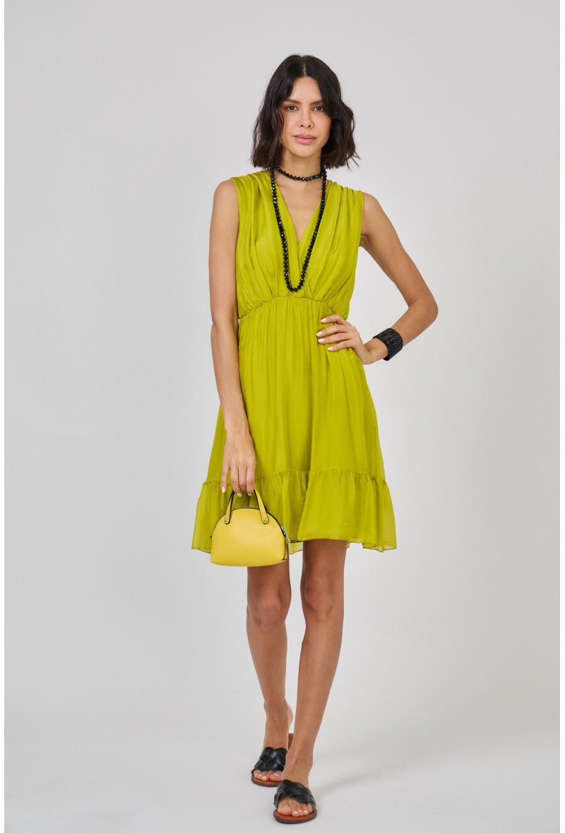ROBE COURTE EN SOIE MELANGEE