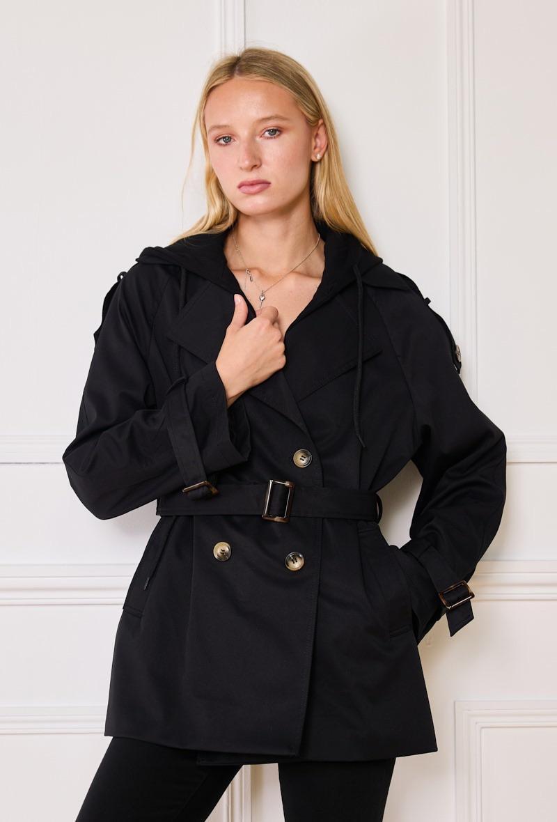 Trench mi-long avec capuche amovible
