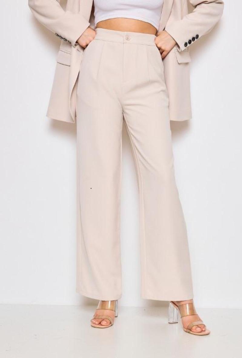 Pantalon coupe droite en coton avec élastique