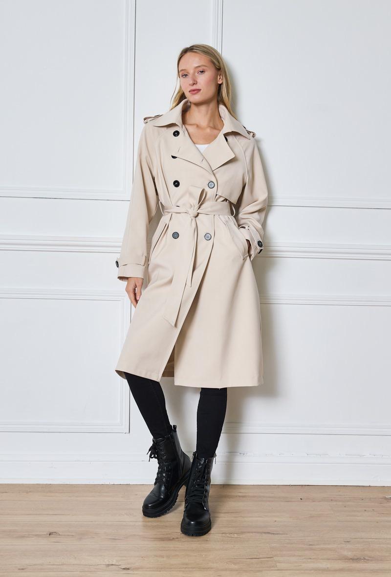 Trench-coat long ceinturé