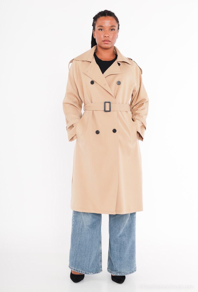 Trench-coat long avec ceinture