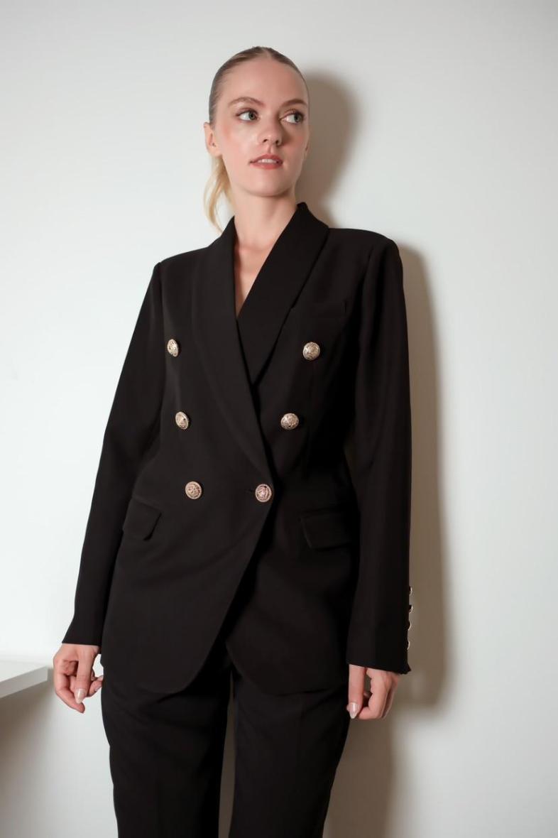 Veste croisée avec boutons dorés