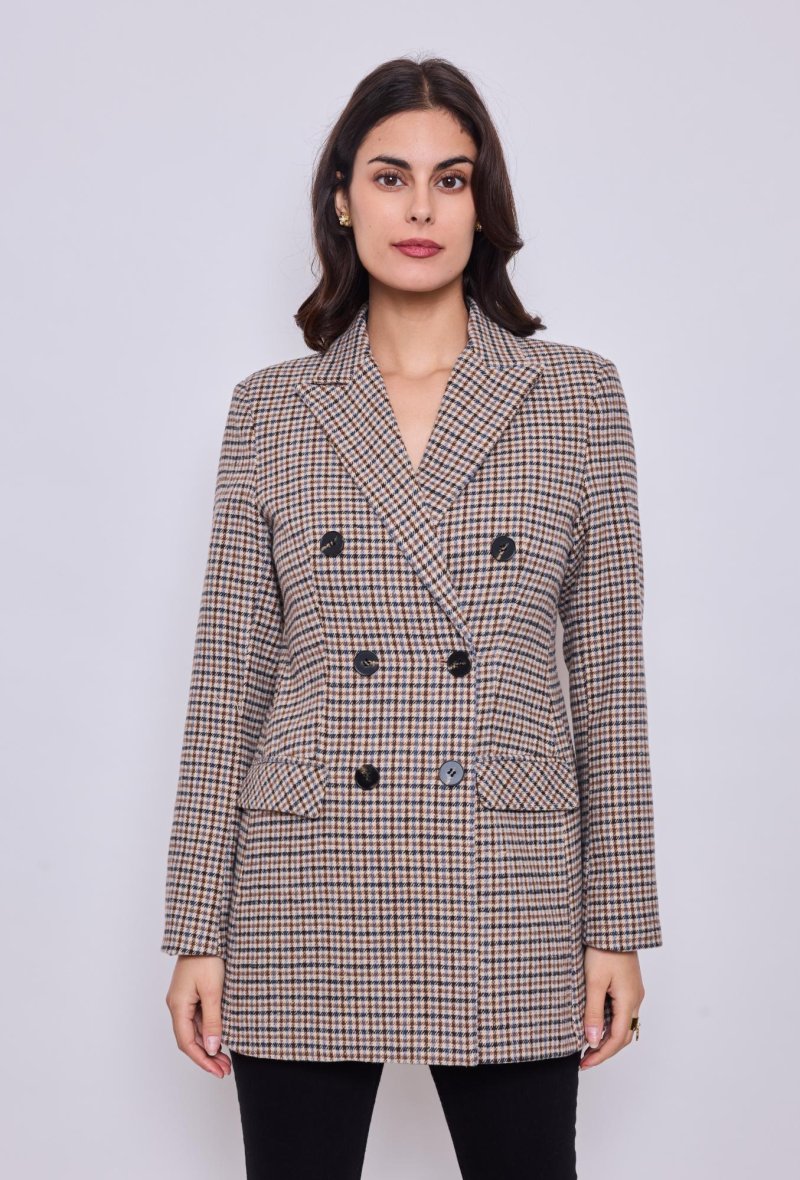 Veste croisée à carreaux