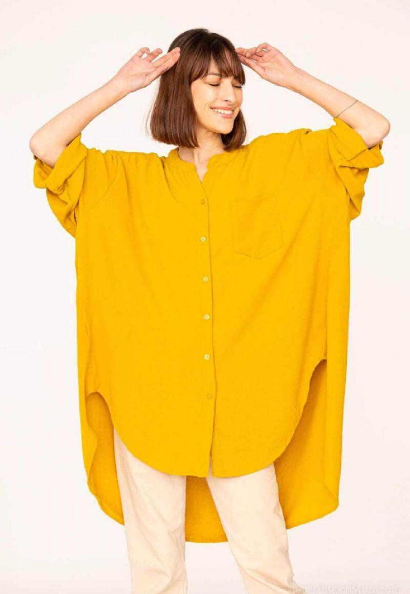 Chemise basique longue à manche retroussé