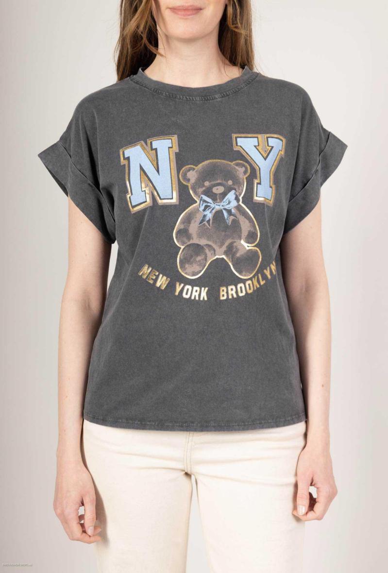 Tshirt gris en coton à imprimé