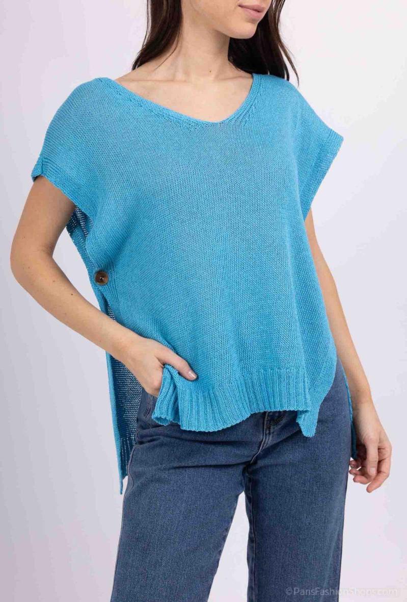 Pull sans manche cotonné