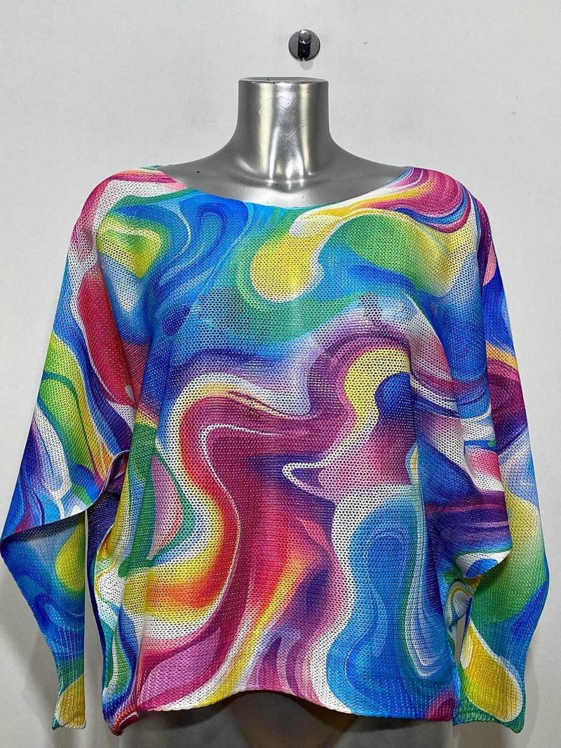 Pull à imprimé vagues artistique