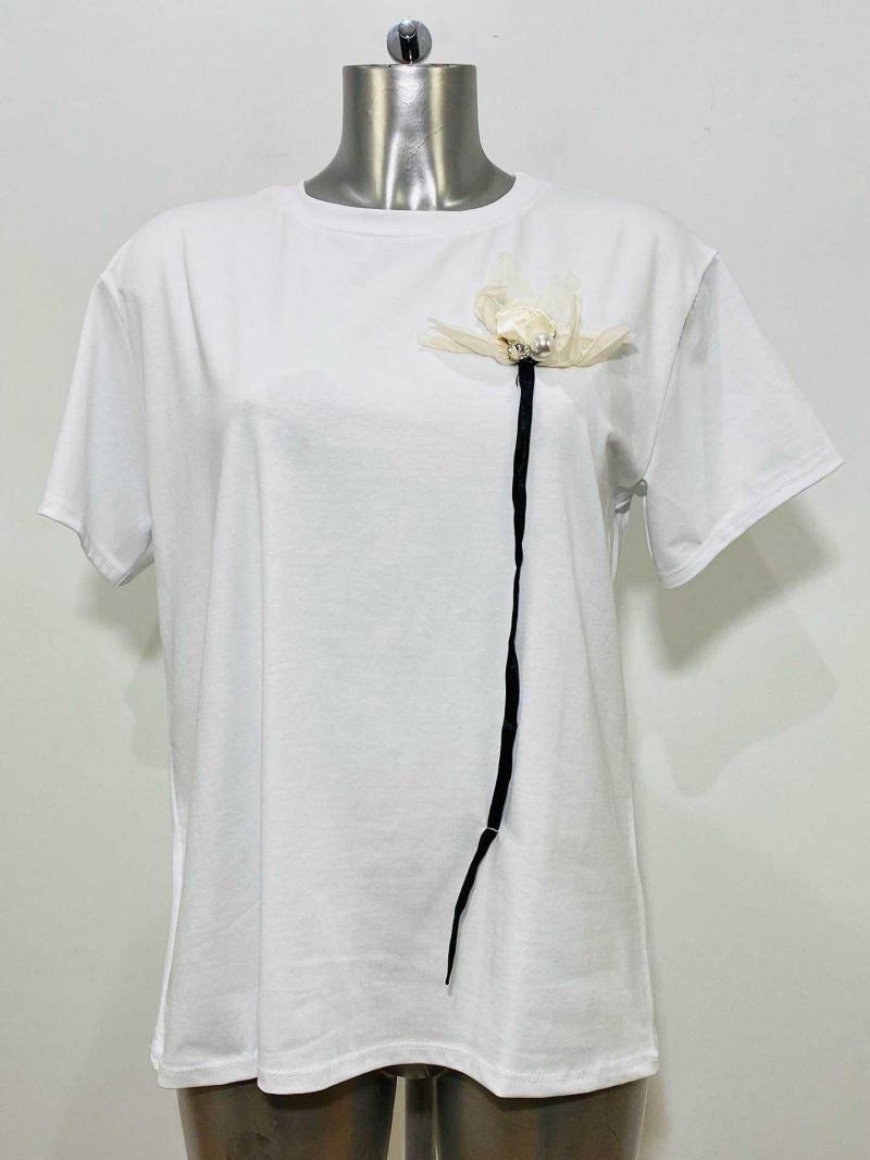 Tshirt en coton à imprimé fleur en 3D