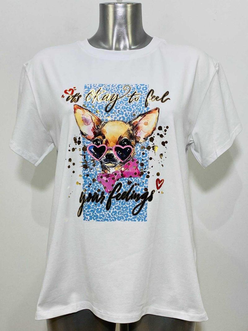 Tshirt en coton à imprimé chiwawa stylé