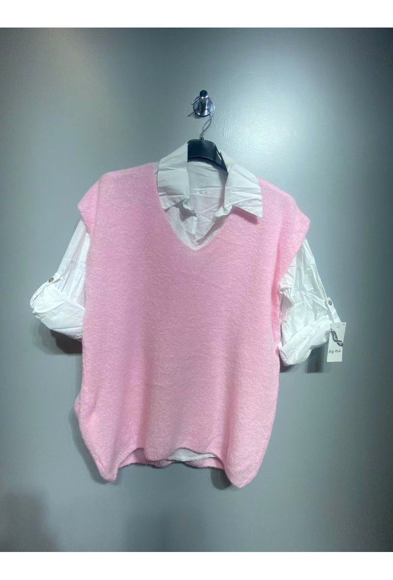 Ensemble designe chemise et pulls sans manche